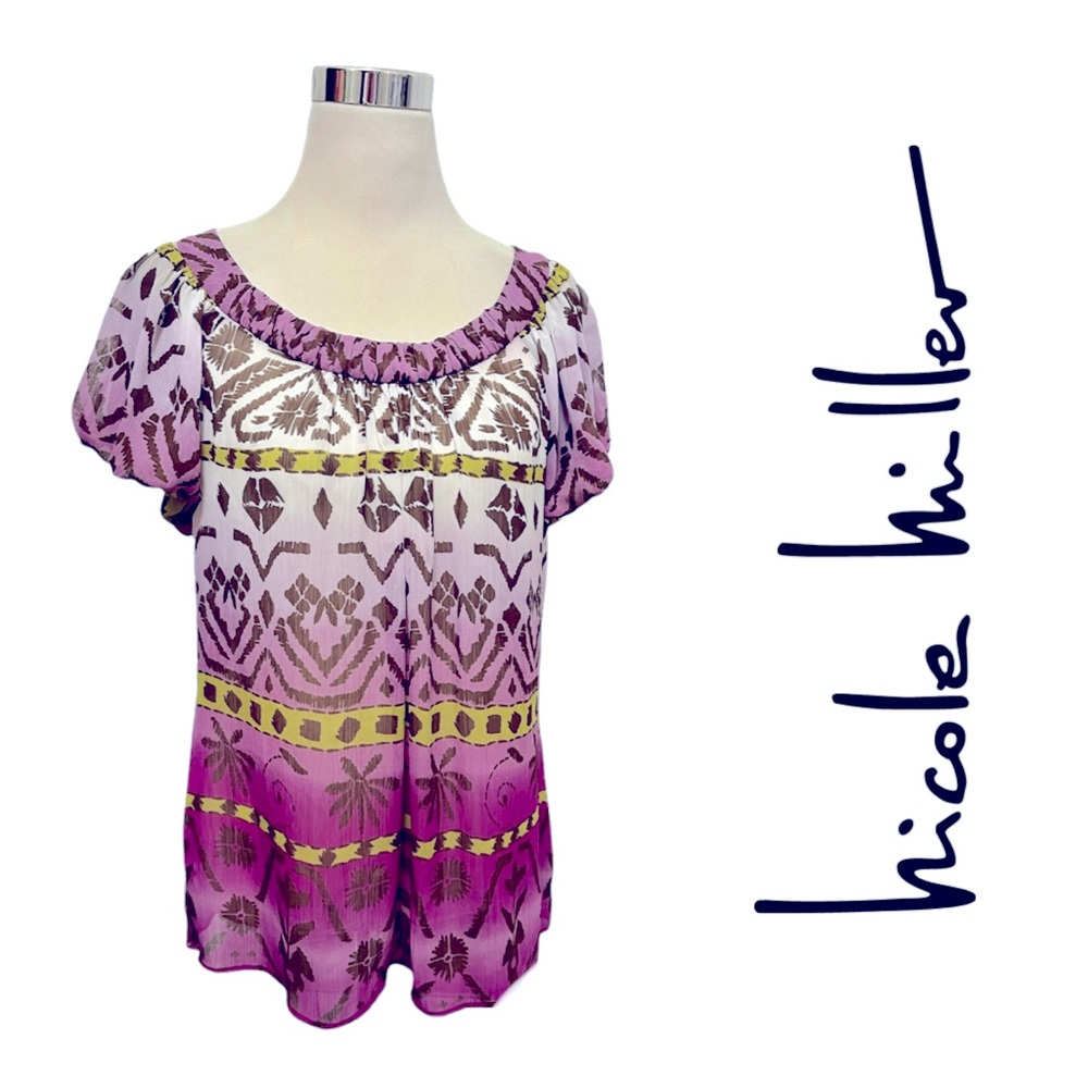Nicole Tribal Print Poof Sleeve Top